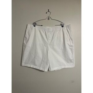 Lands End Women's White Elastic Waist Casual Shorts, Summer Basic Comfy Everyday